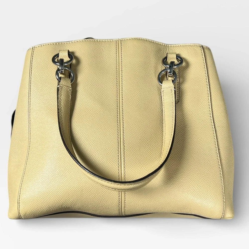 Coach Pale Yellow Leather Tote with Matching Wallet and Floral Scarf - Picture 7 of 16